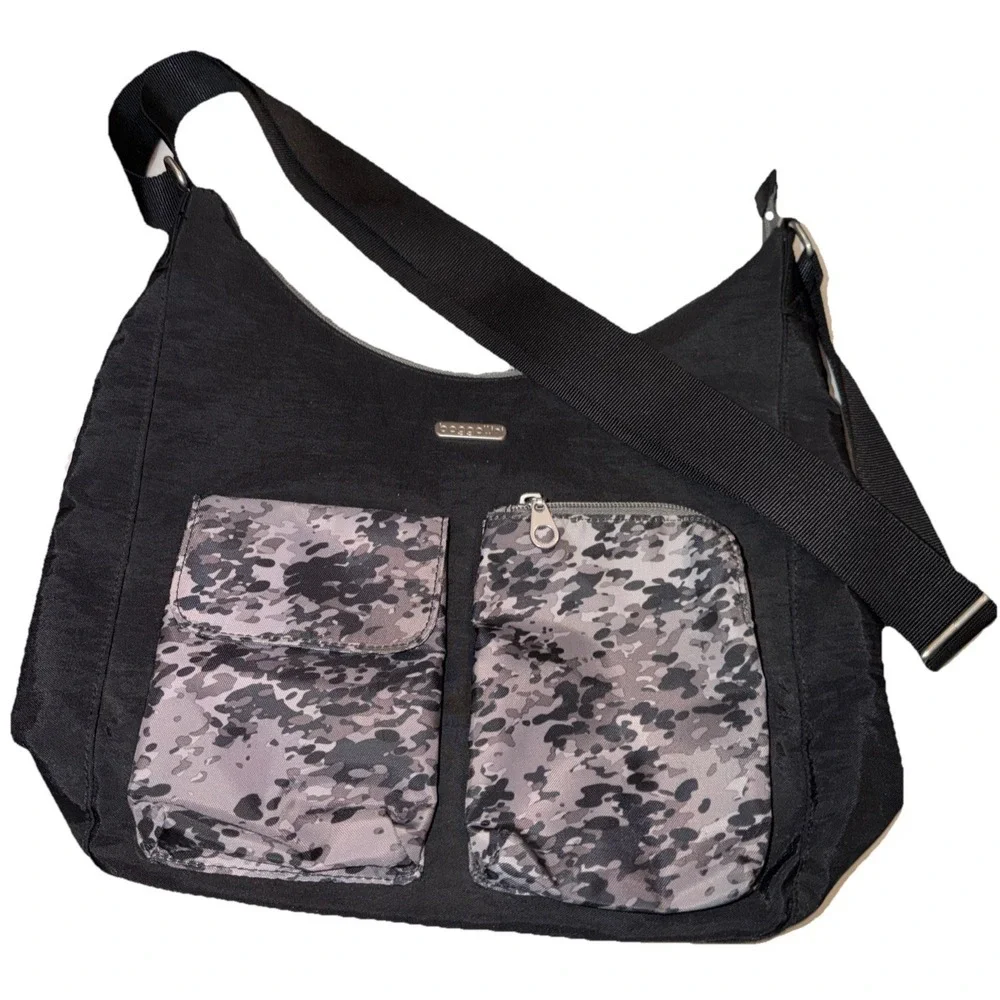 Baggallini Cargo Hobo Bag Black Lightweight Travel Zipper‎ Excellent Condition